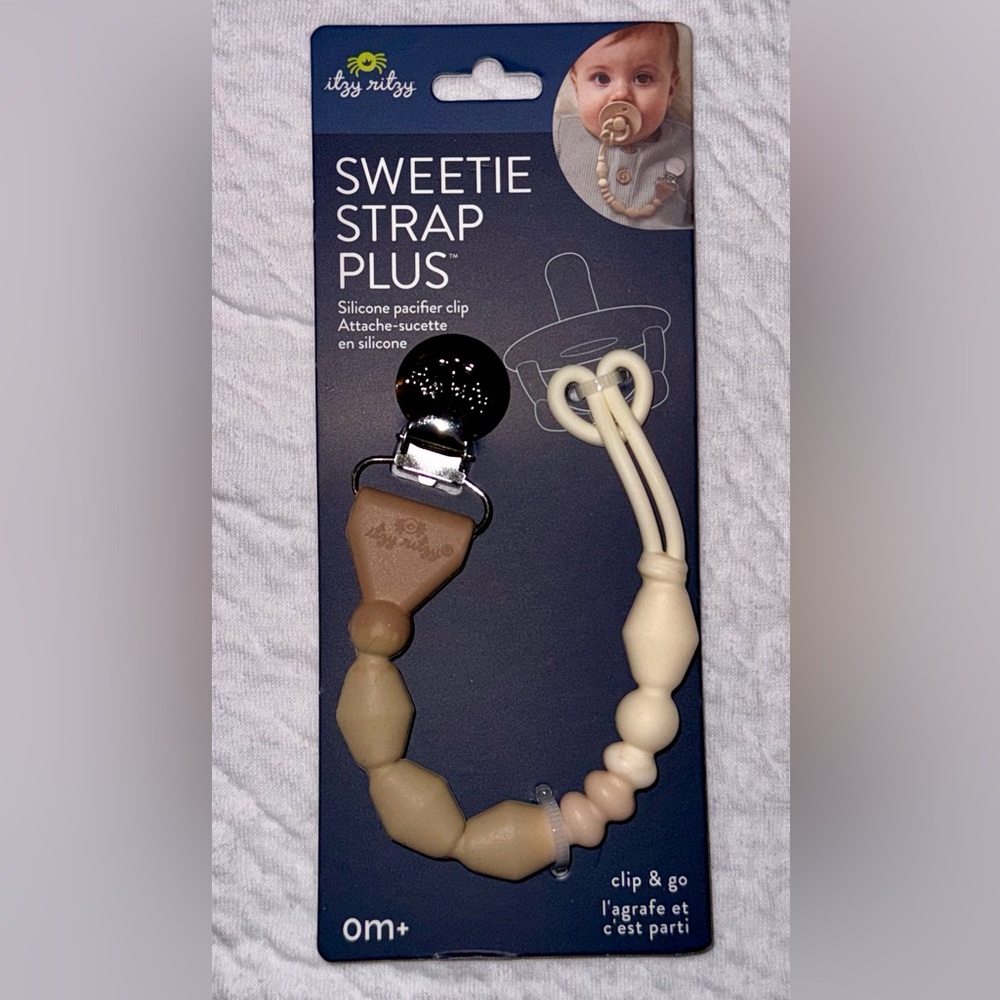 Itzy Ritzy Sweetie Strap Plus Pacifier Clip - Cream and Black